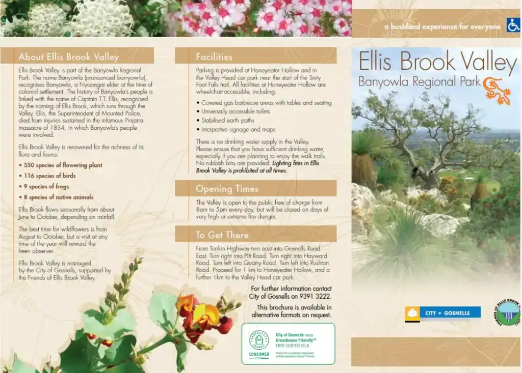 information booklet for ellis brook valley including 60 foot falls