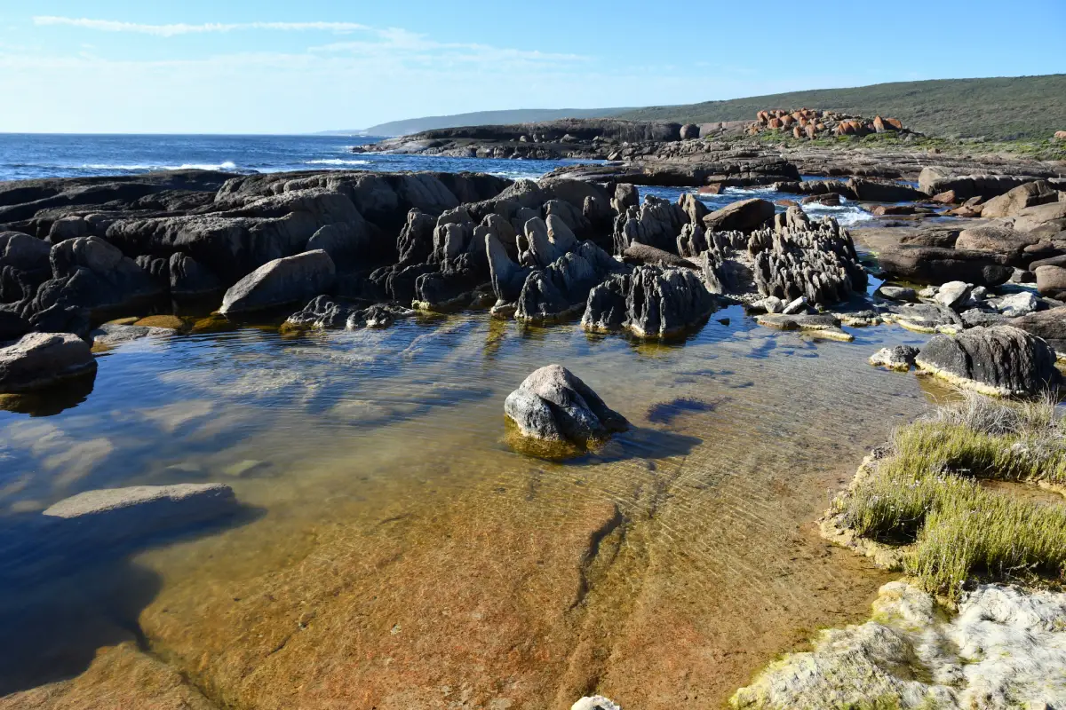 rugged coastline with shallow rock pools