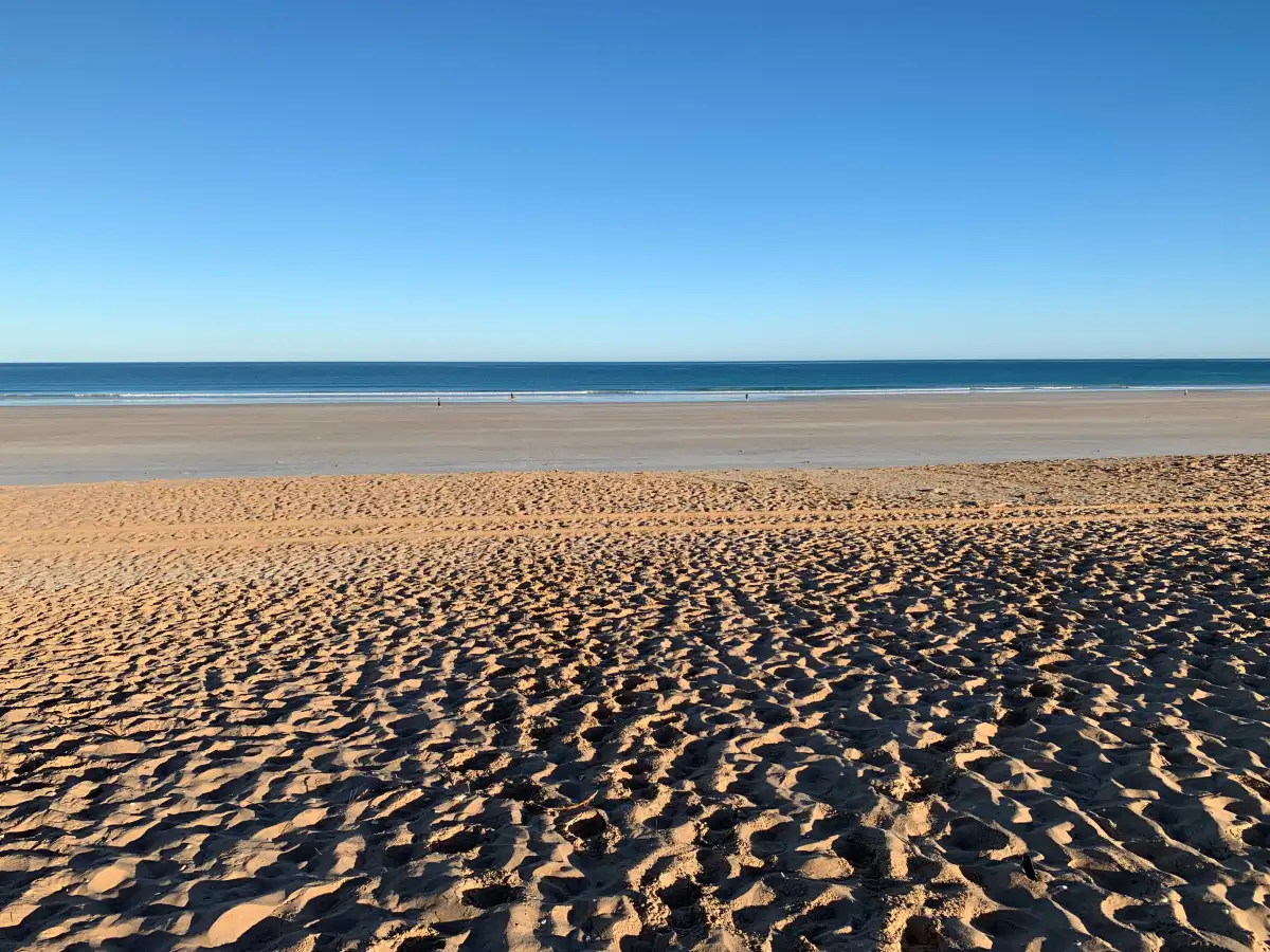 large expanse of sand at low tide on cable beach