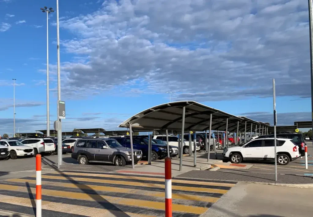 cars parked at the long term car park at perth airport