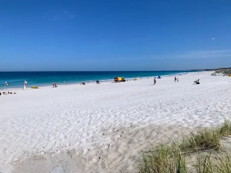 the wide stretch of white sand at mullaloo beach perth